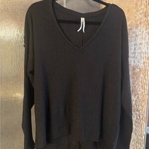 Anthropologie Black Long Sleeve V-Neck Top